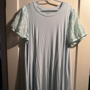 T-shirt Dress with Lace Sleeves
